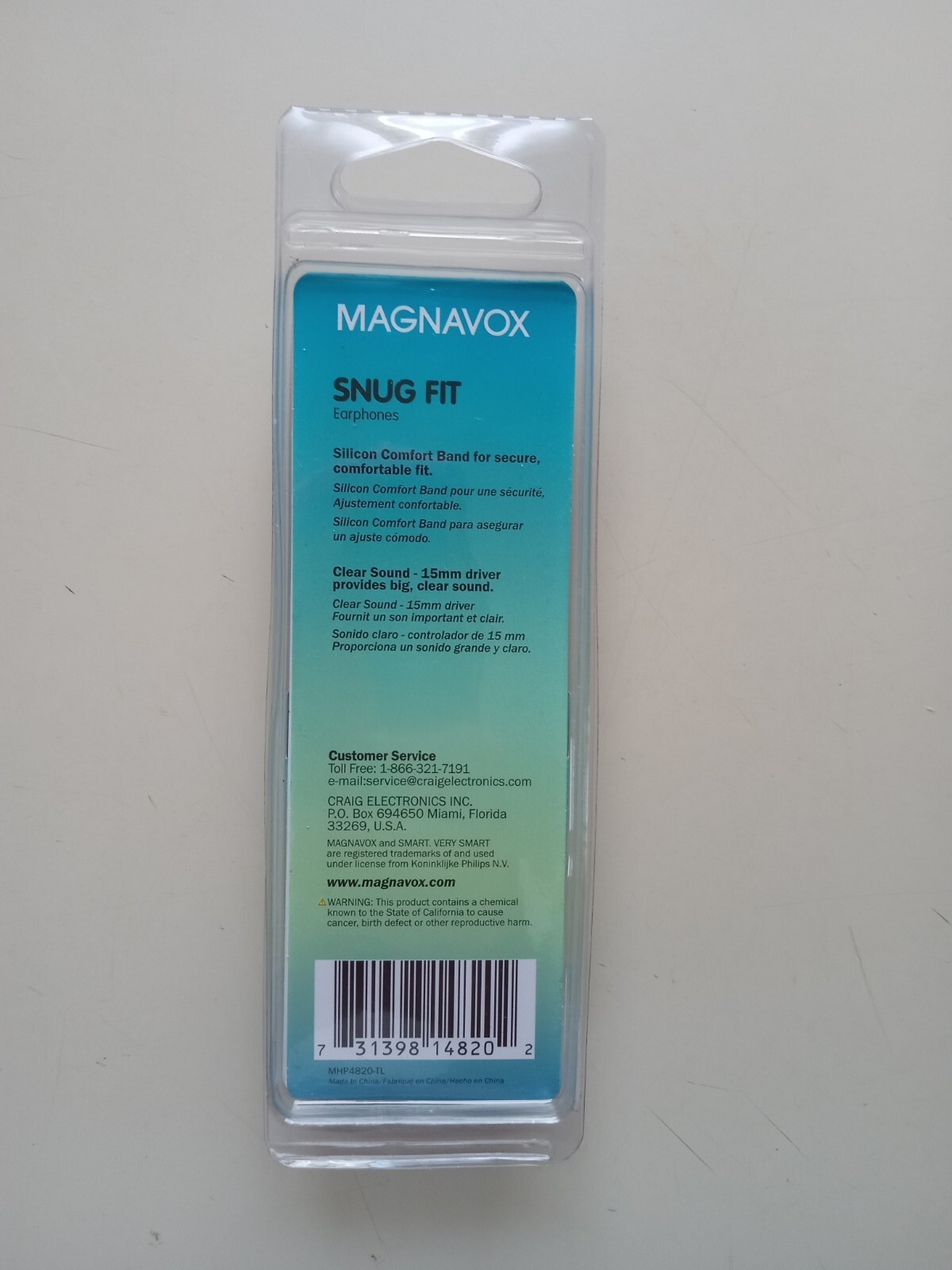 MAGNAVOX Snug Fit In Ear Headphones Smooth Bass 15mm Earbuds Teal FAST SHIP