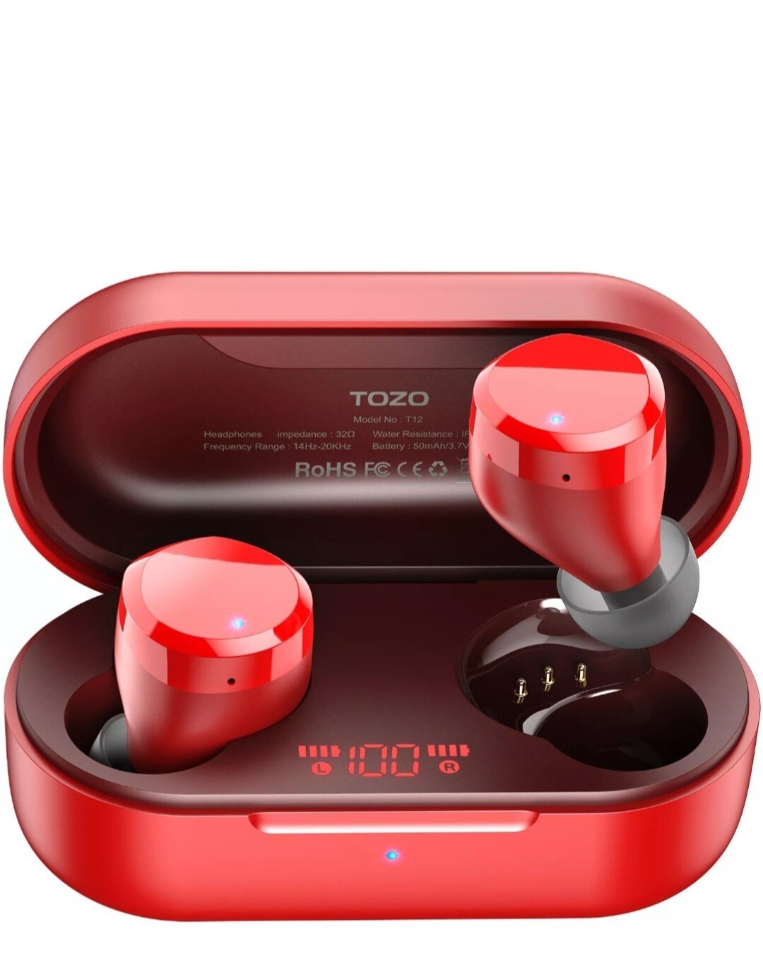 TOZO T12 True Wireless Earbuds Bluetooth 5.3 Digital LED Display IPX8 Waterproof