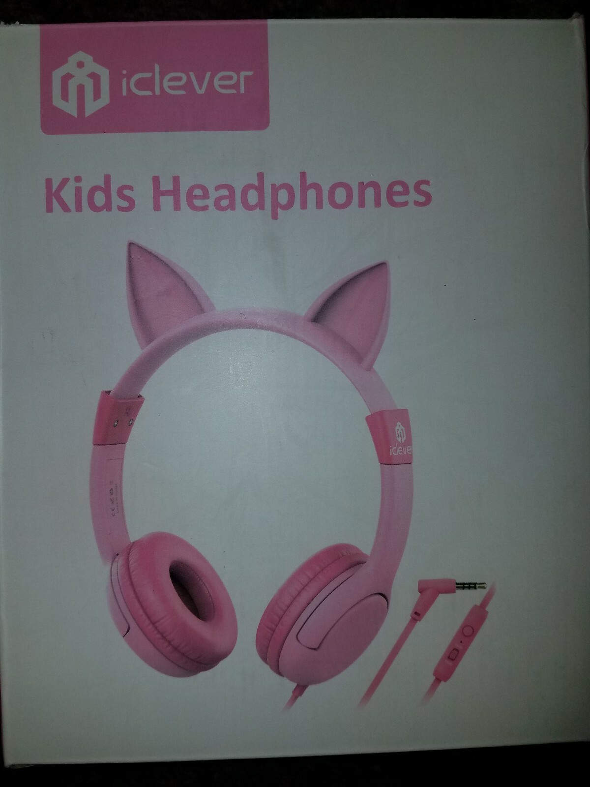 iClever Wired Kids Headphones Cat-ear Over the Ear Headsets Pink