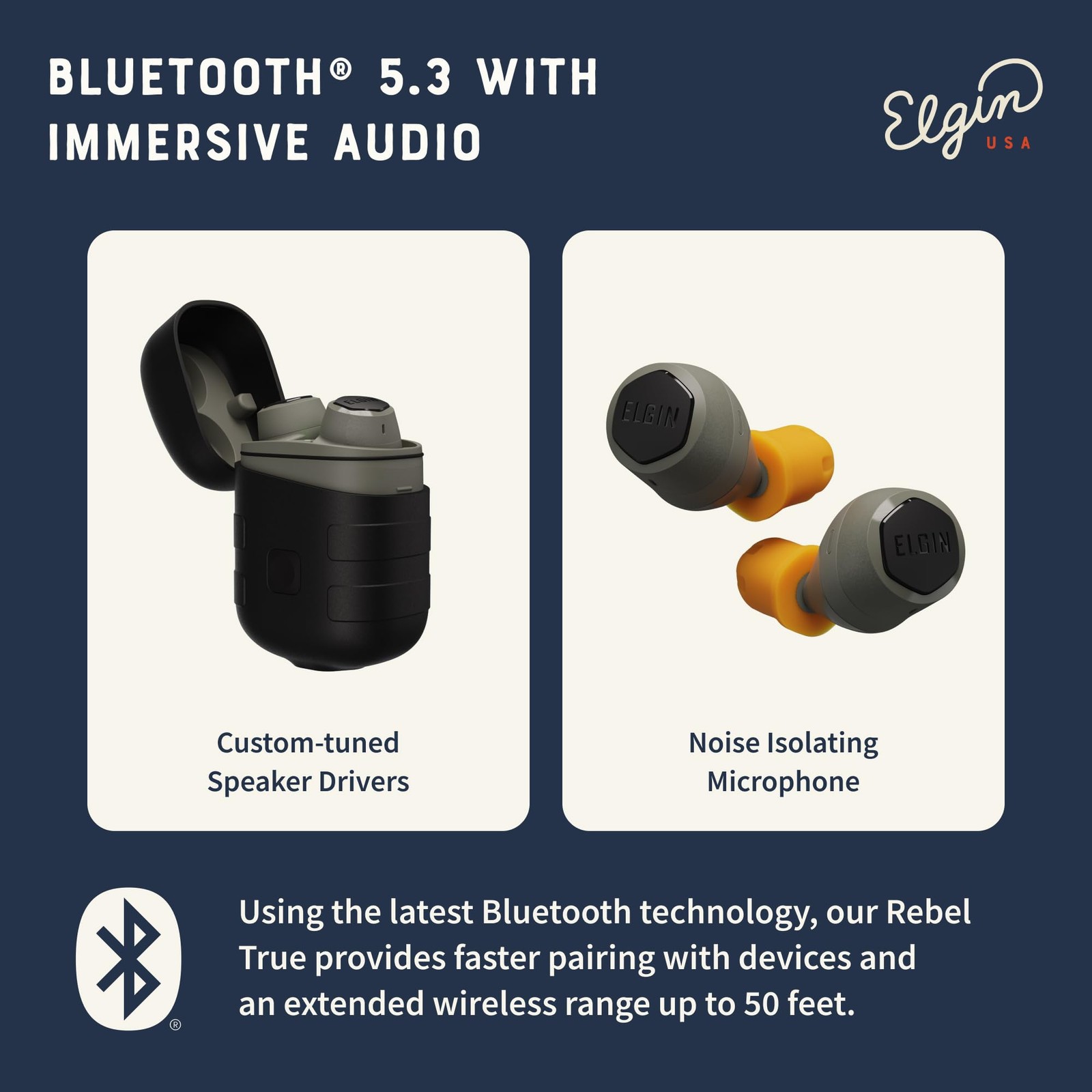 Rebel True Wireless Earbuds 31 dB Noise Reduction Bluetooth Headphone Noise