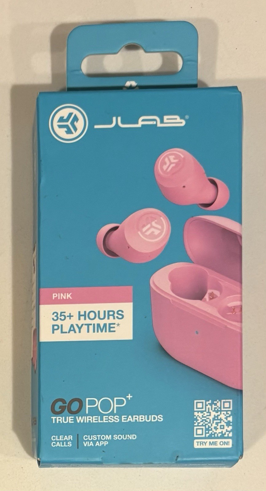 JLab GO POP+ True Wireless Earbuds Pink 35+ Hour Playtime, New Sealed