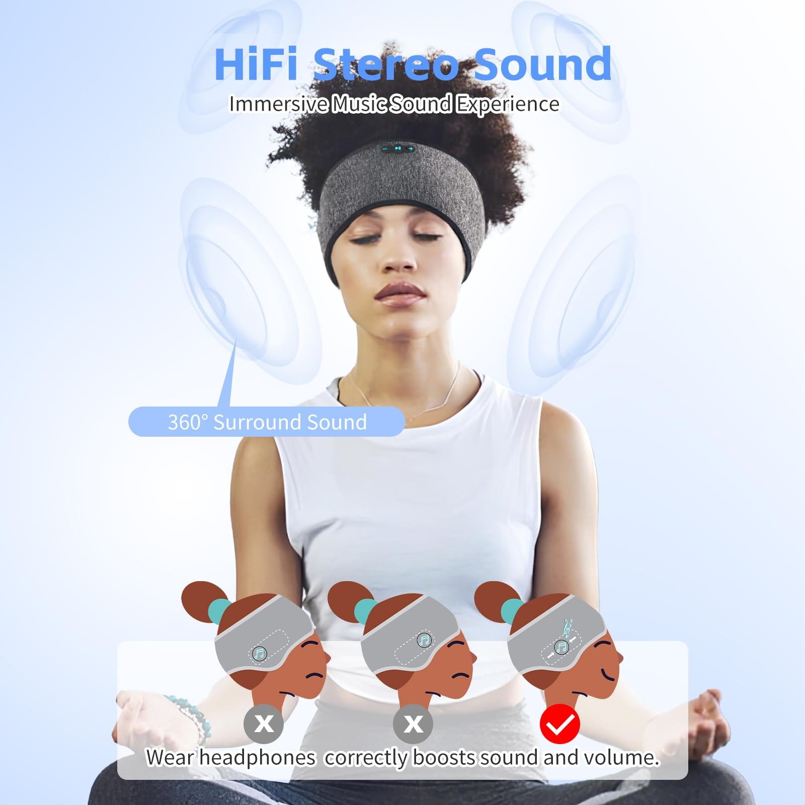 2 Pack Sleep Headphones Bluetooth 6.0 Headband 20Hr Sports Wireless Earphone
