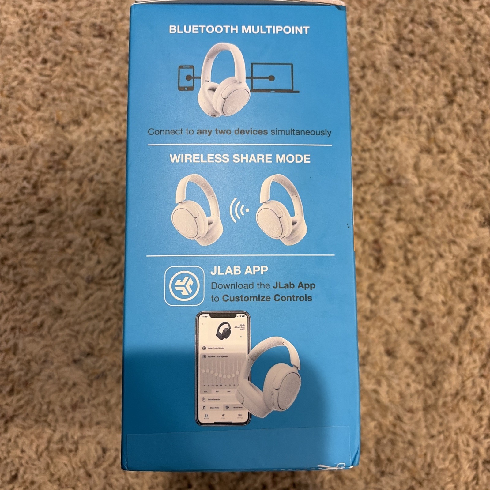 JLab Hybrid ANC Bluetooth Wireless Active Noise Cancelling -Cloud White