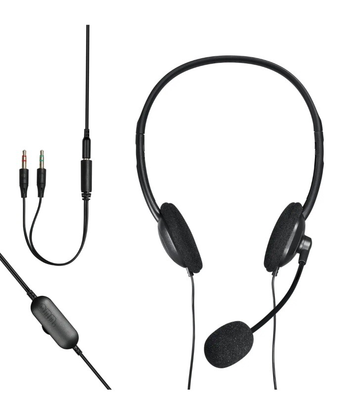 Onn. 3.5 Mm Stereo Headset With Built-in Microphone and Audio Computer Gaming