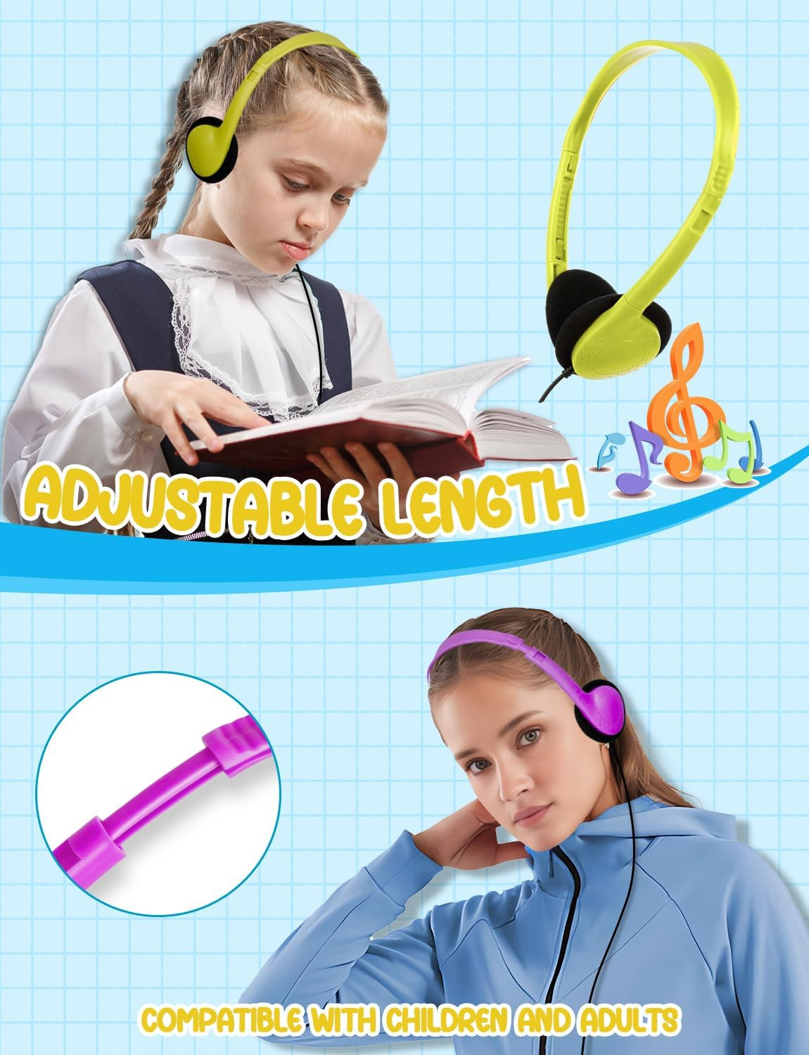 18 Pack Kids Headphones Bulk School Classroom Wired Students Teens Boy Girl Jack