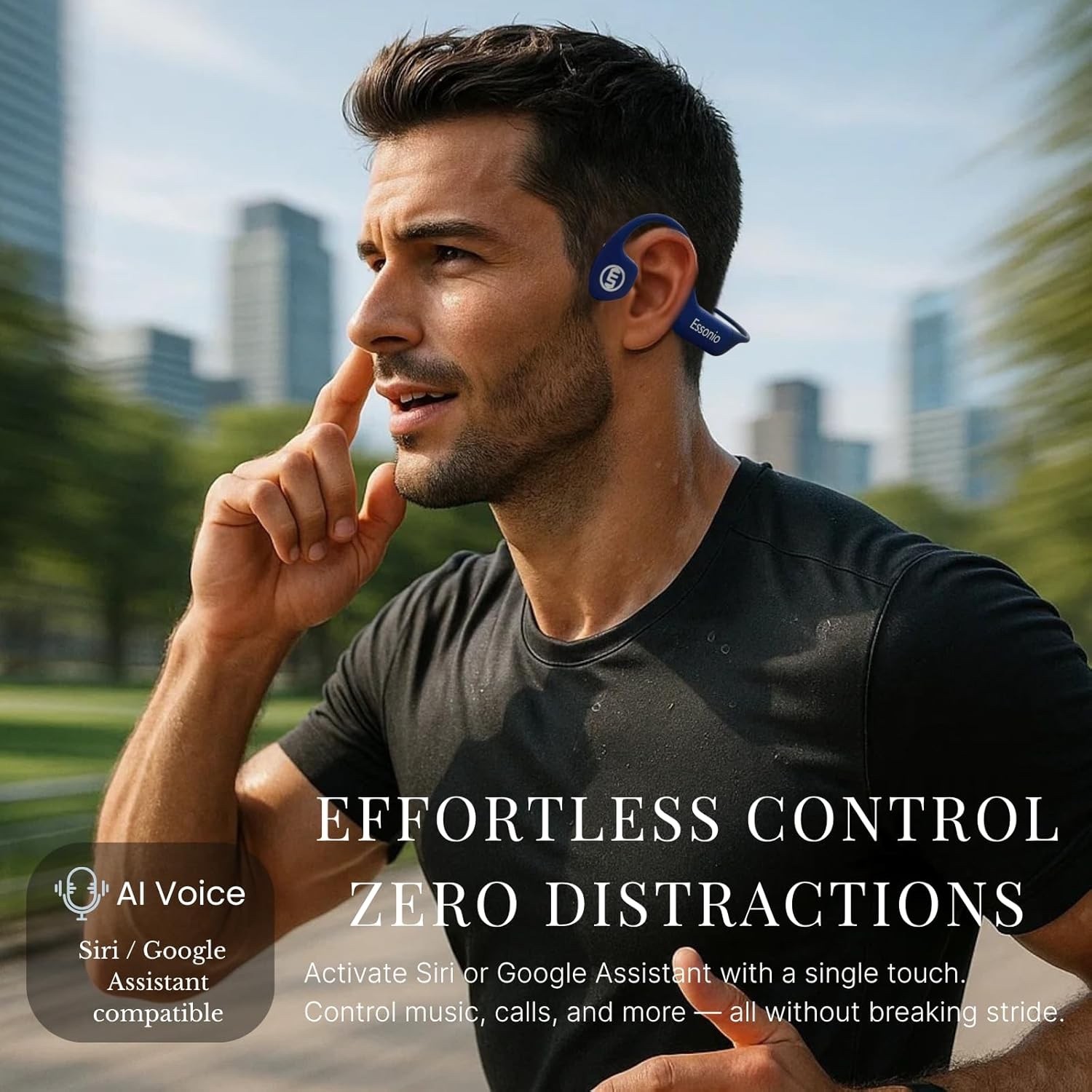 Essonio Bone Conduction Headphones, IP78 Waterproof, Bluetooth 32GB Built-in MP3