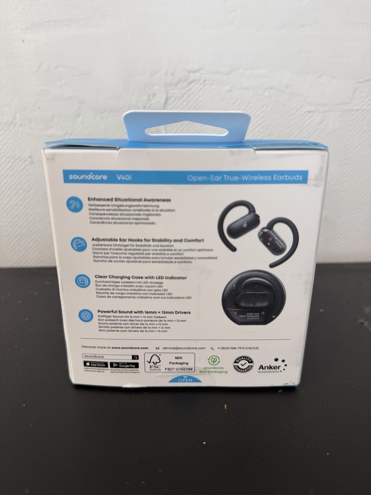 Anker Soundcore V40i Open-Ear True Wireless Bluetooth Earbuds – Black
