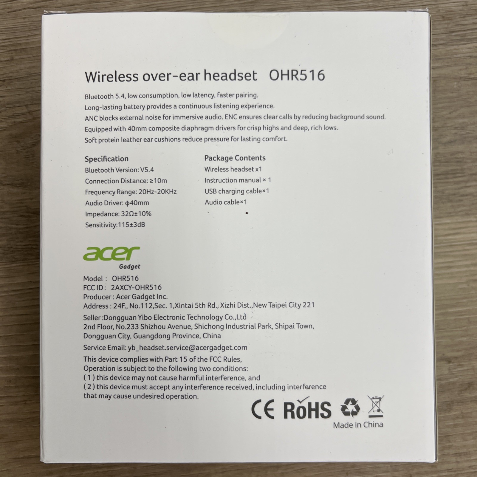 Acer OHR516 ANC Bluetooth 5.4 Headphones – 48dB Noise Cancelling, LDAC Hi-Res Au