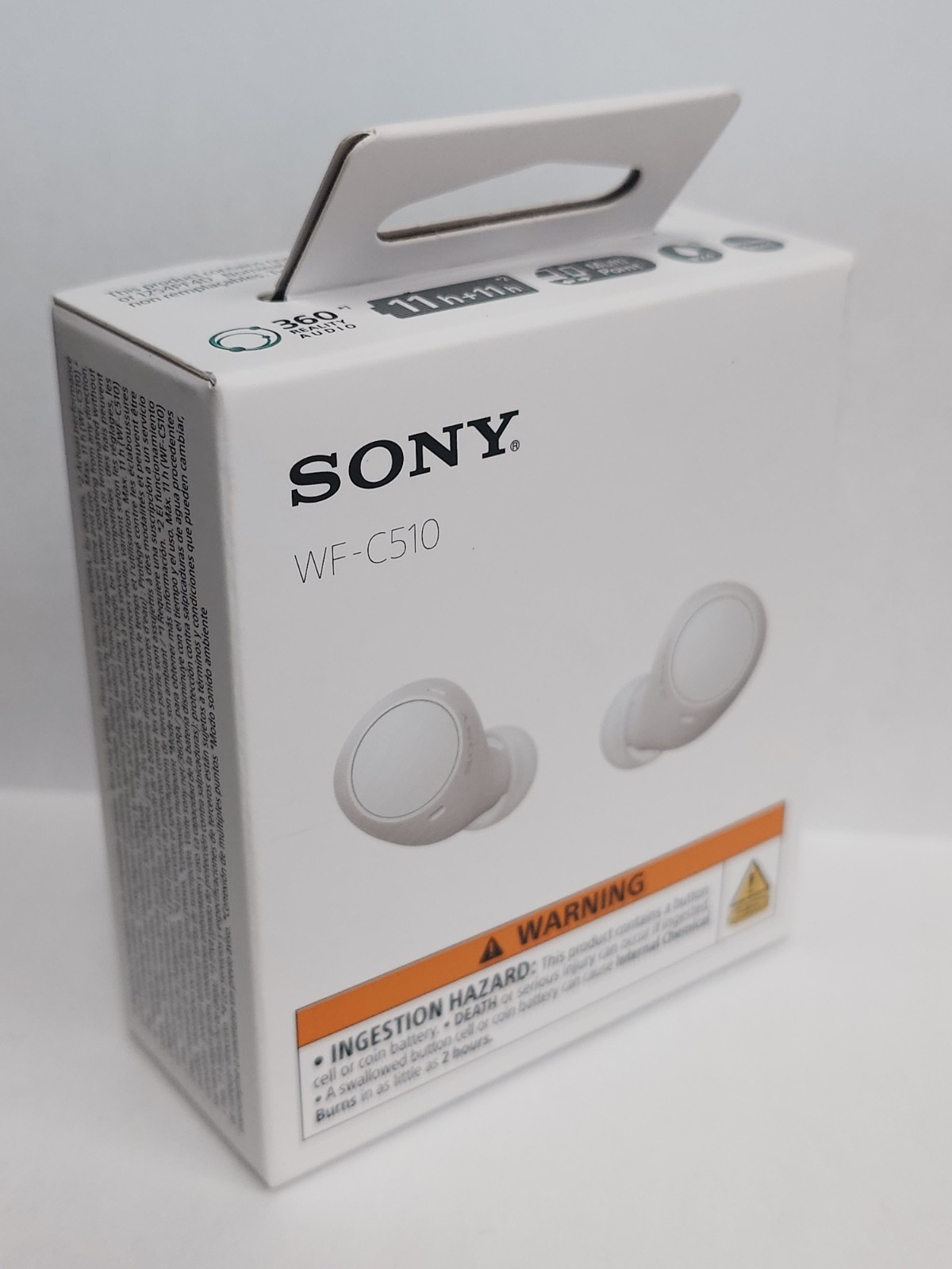 Sony WF-C510 Wireless Bluetooth In-Ear Earbuds, White, Built-In Mic, 2.4GHz