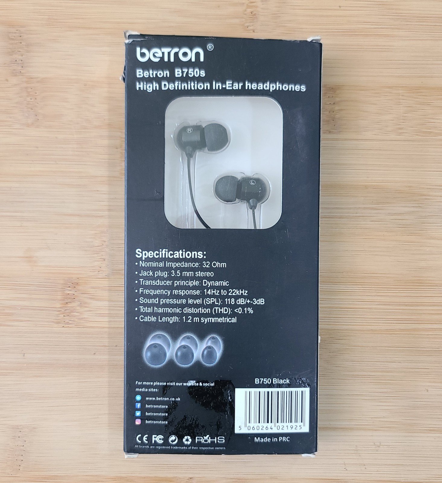 Betron B750 Earphones, Noise Isolating in-Ear Wired Headphones with Strong Bass