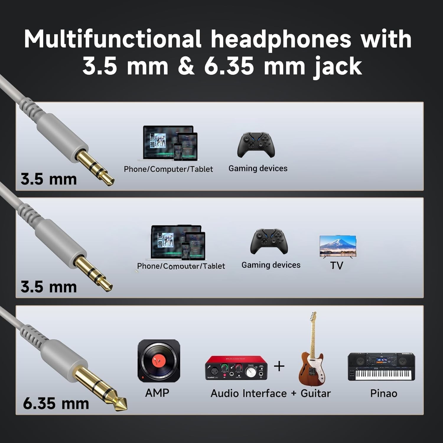 Wired Studio Monitor Headphones with Adjustable Fit and Sound Isolation – Silver