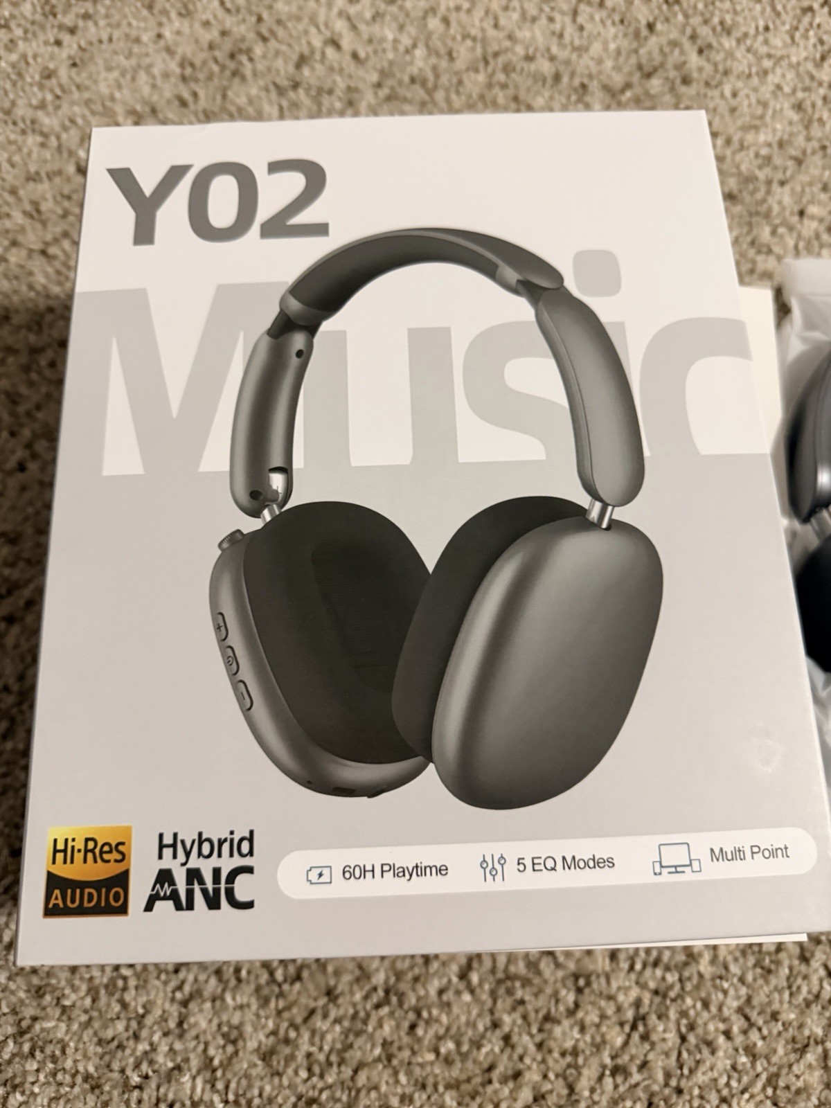 Y02 Hybrid ANC Over-Ear Headphones Hi-Res Audio Multi Point 5 EQ Grey