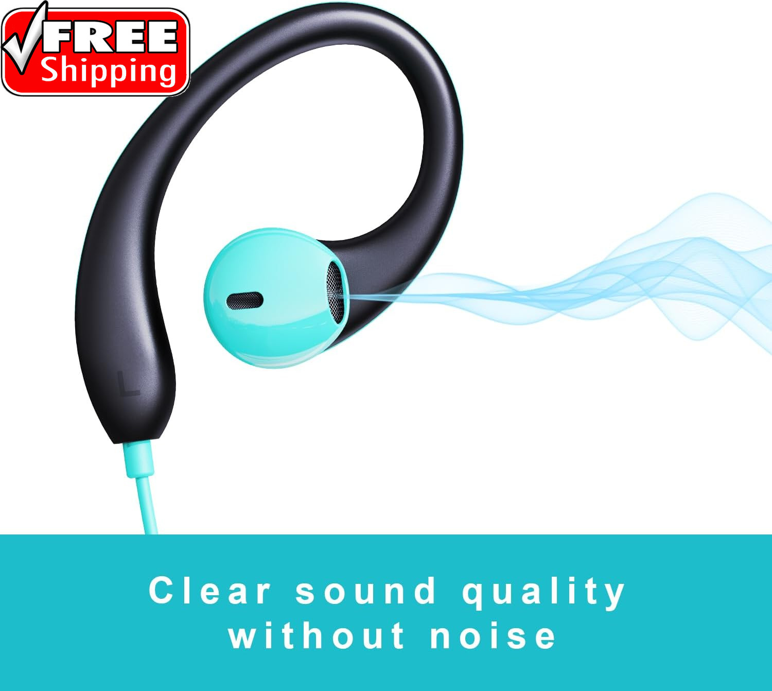Upgrade Wired Sports Earbuds with Ear Hooks, Running Headphones Secure Fit Wrap