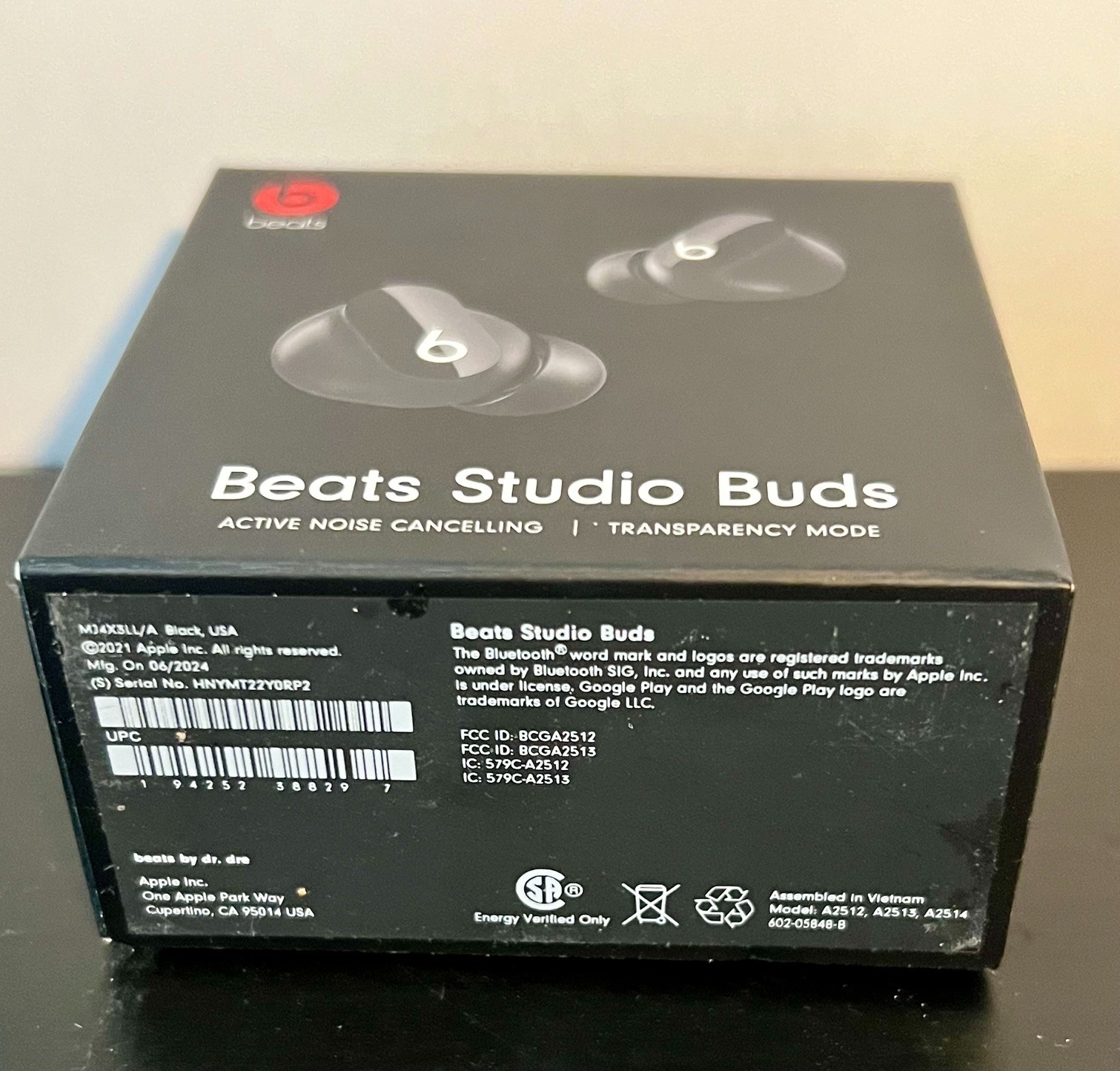 Beats Dr Dre Studio Buds Wireless Active Noise Cancelling Earbuds Black Open Box