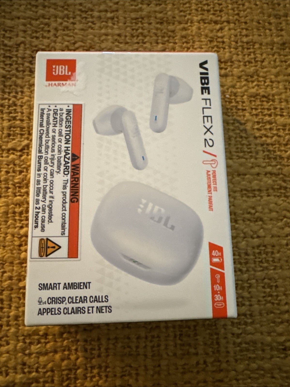 JBL Harman Vibe Flex 2 Earbuds, White ~Brand New~