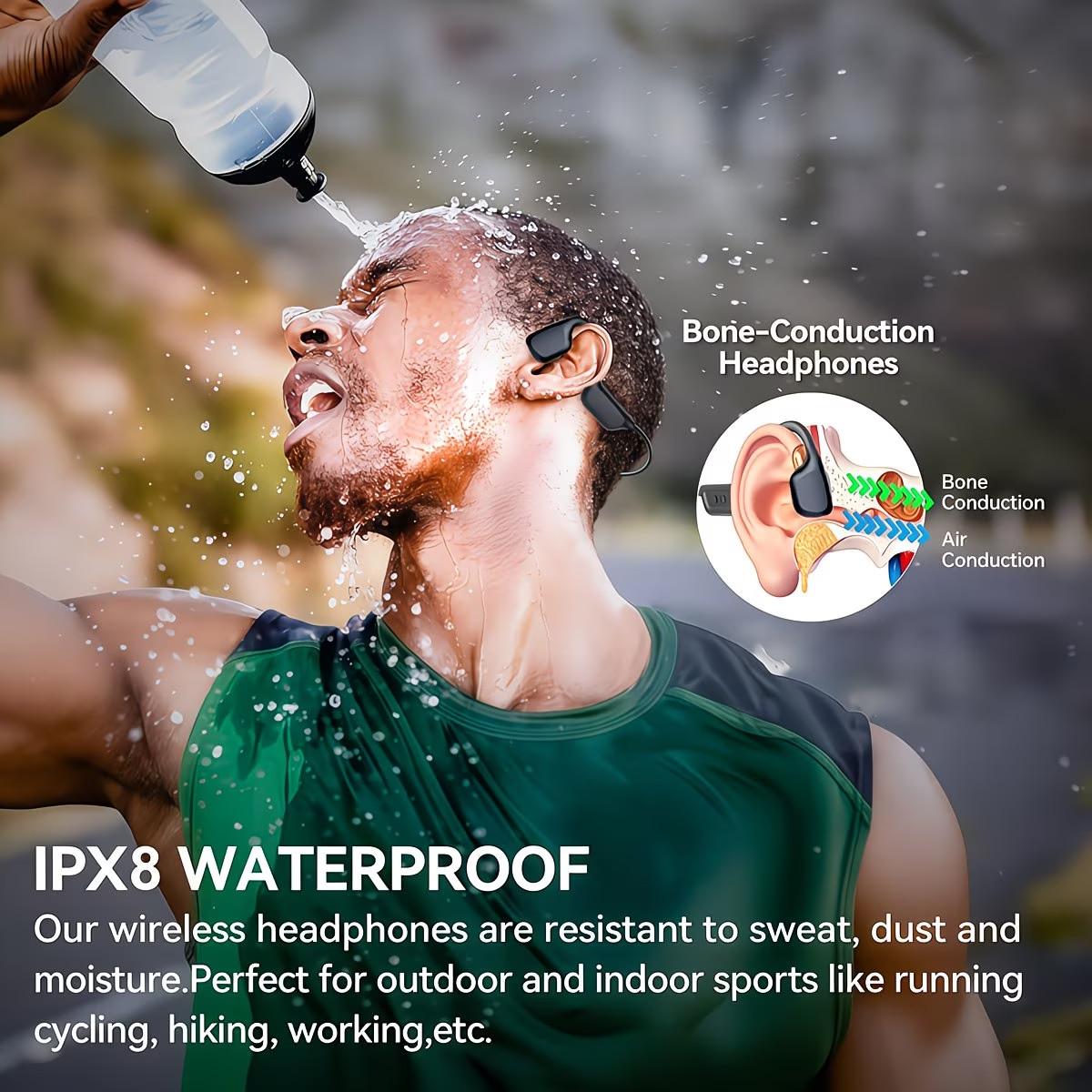 IPX8 Waterproof Bone Conduction Earphones 32GB MP3 Bluetooth 5.4 S10 Headphones