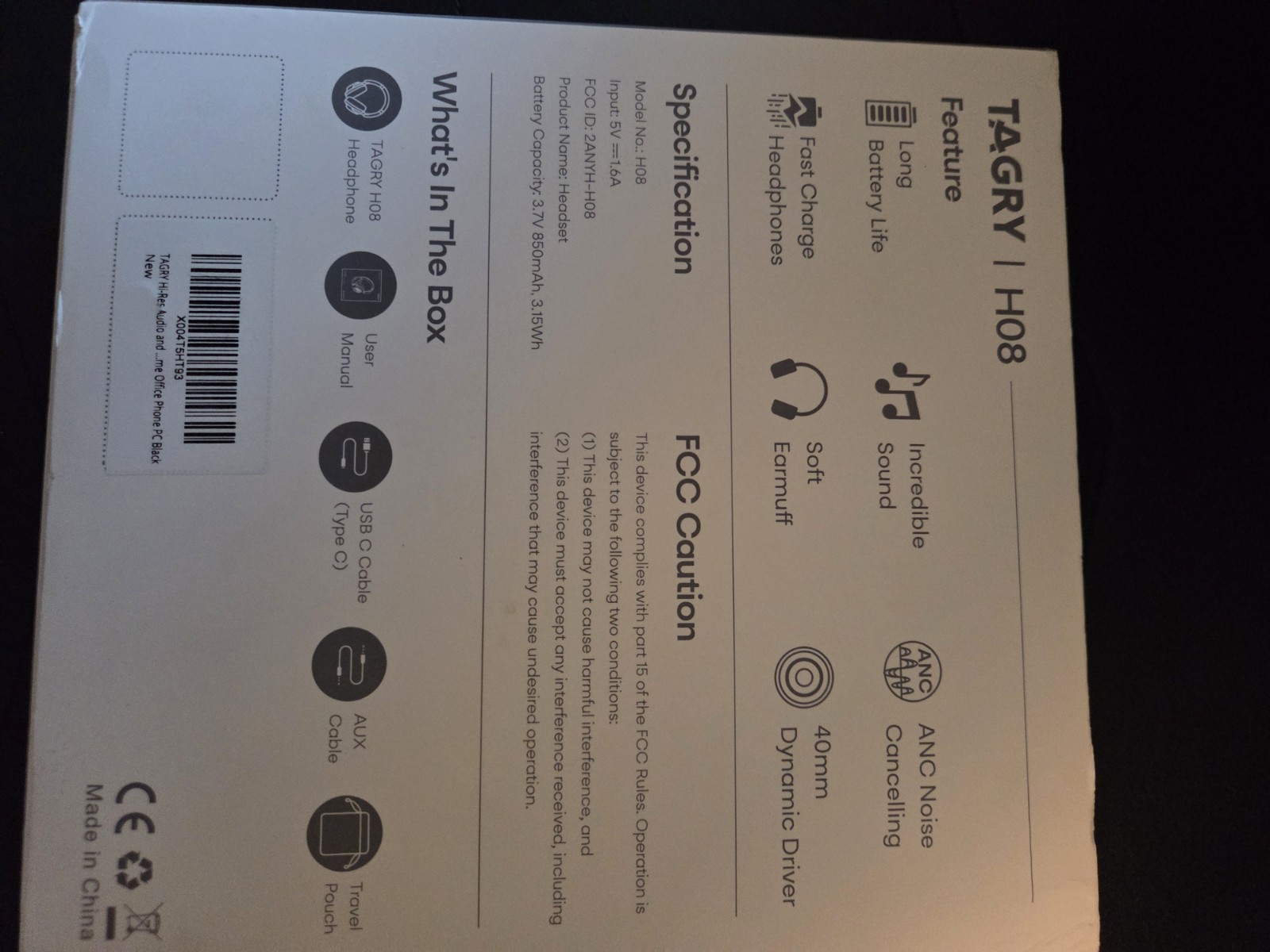 Tagry H08 Long Lasting Noise Canceling Headphones -New