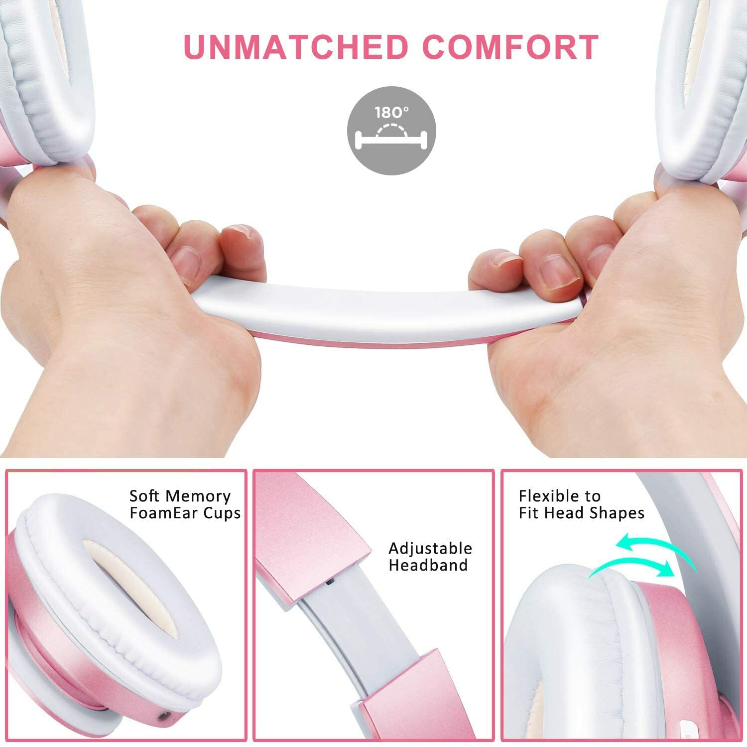 Foldable Bluetooth Headphones Wireless Over Ear Kid Adult Holiday Gift