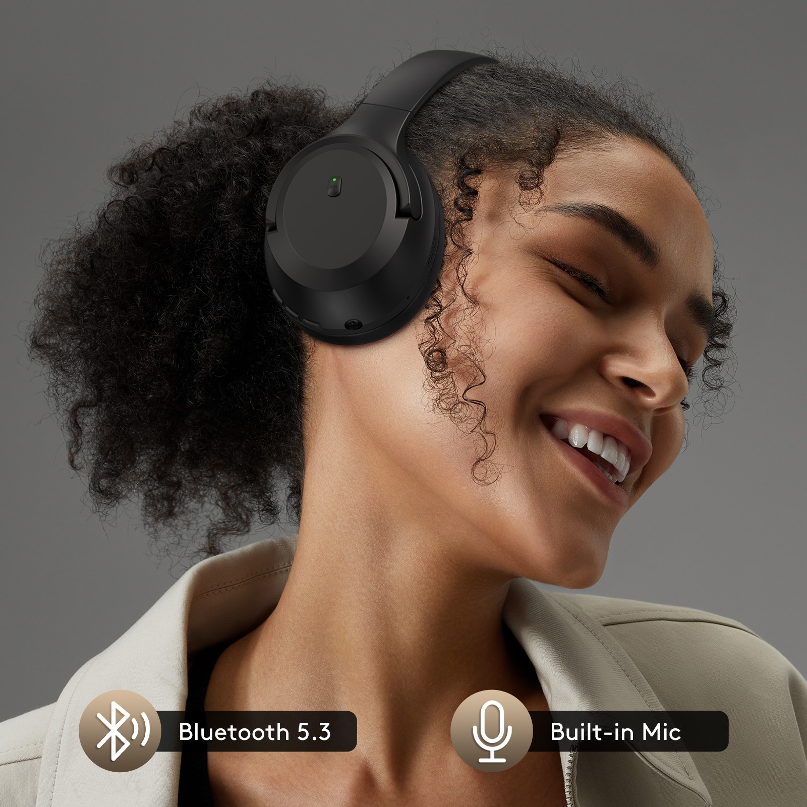 Noise Canceling Headphones Wireless Bluetooth Over Ear Headphones with Clear Mic