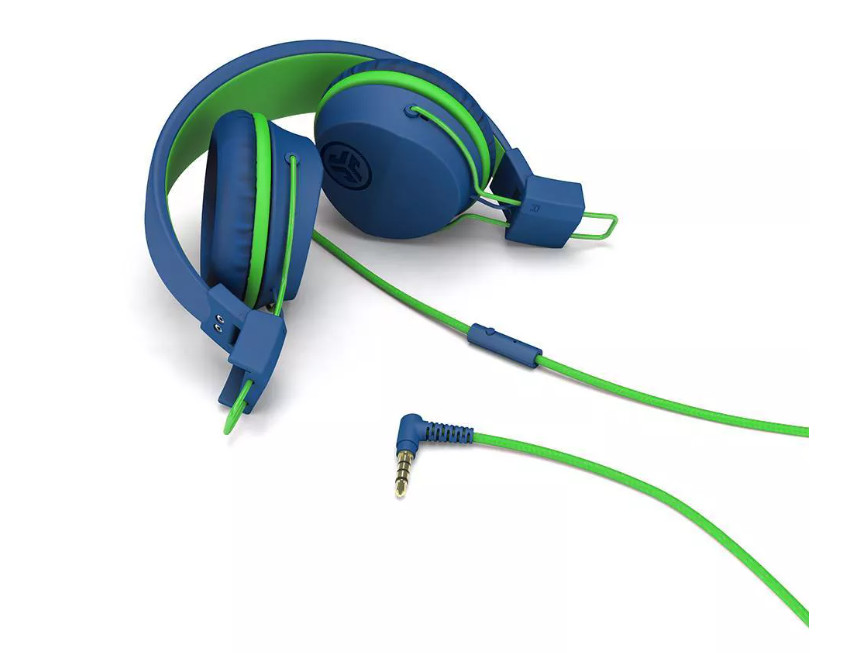 JLab JBuddies Studio On-Ear Kids Wired Headphones – Blue/Green NEW OPEN !!!