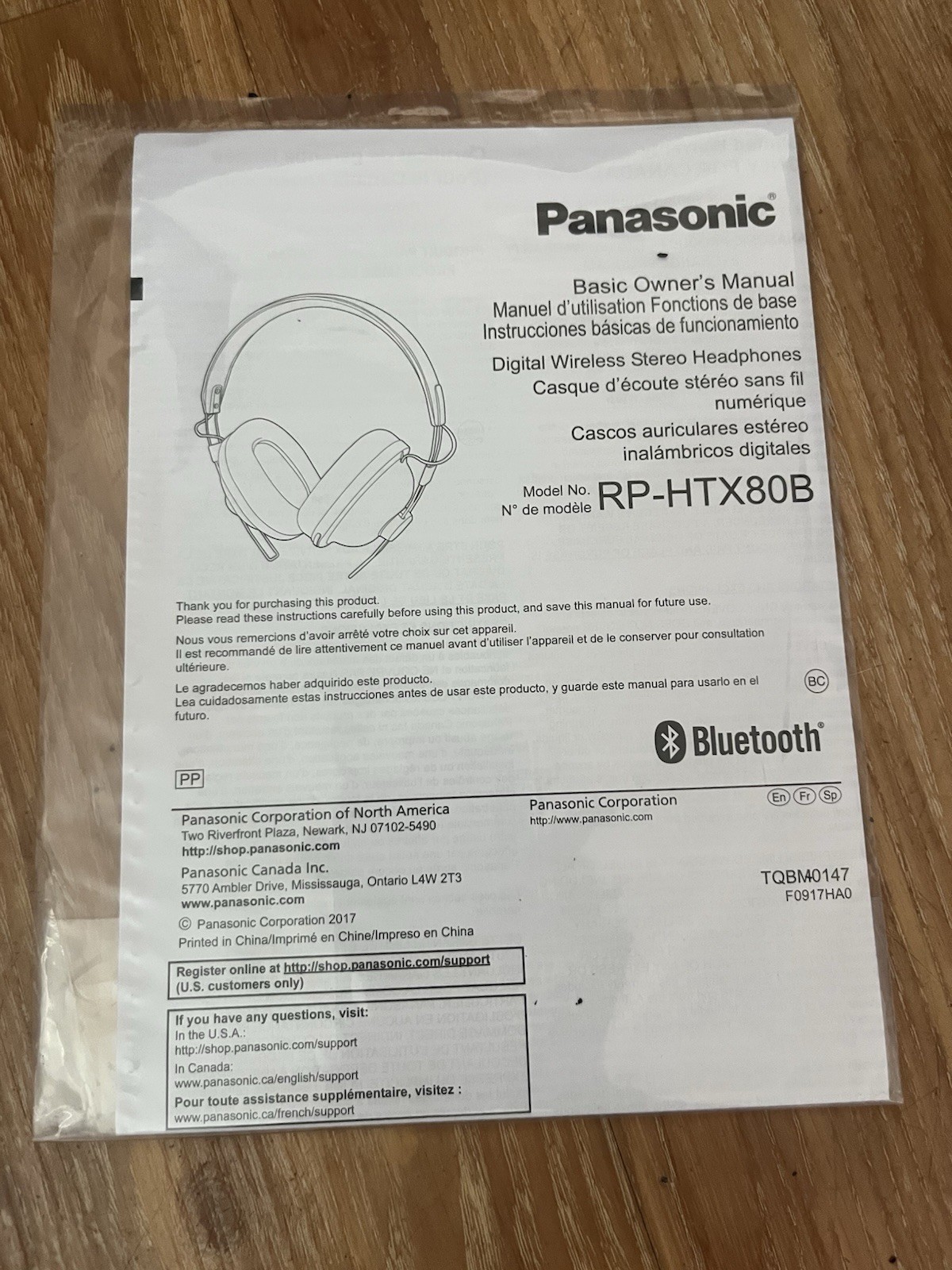 Brand New Panasonic RP-HTX80B Wireless Bluetooth Headphones Free Shipping