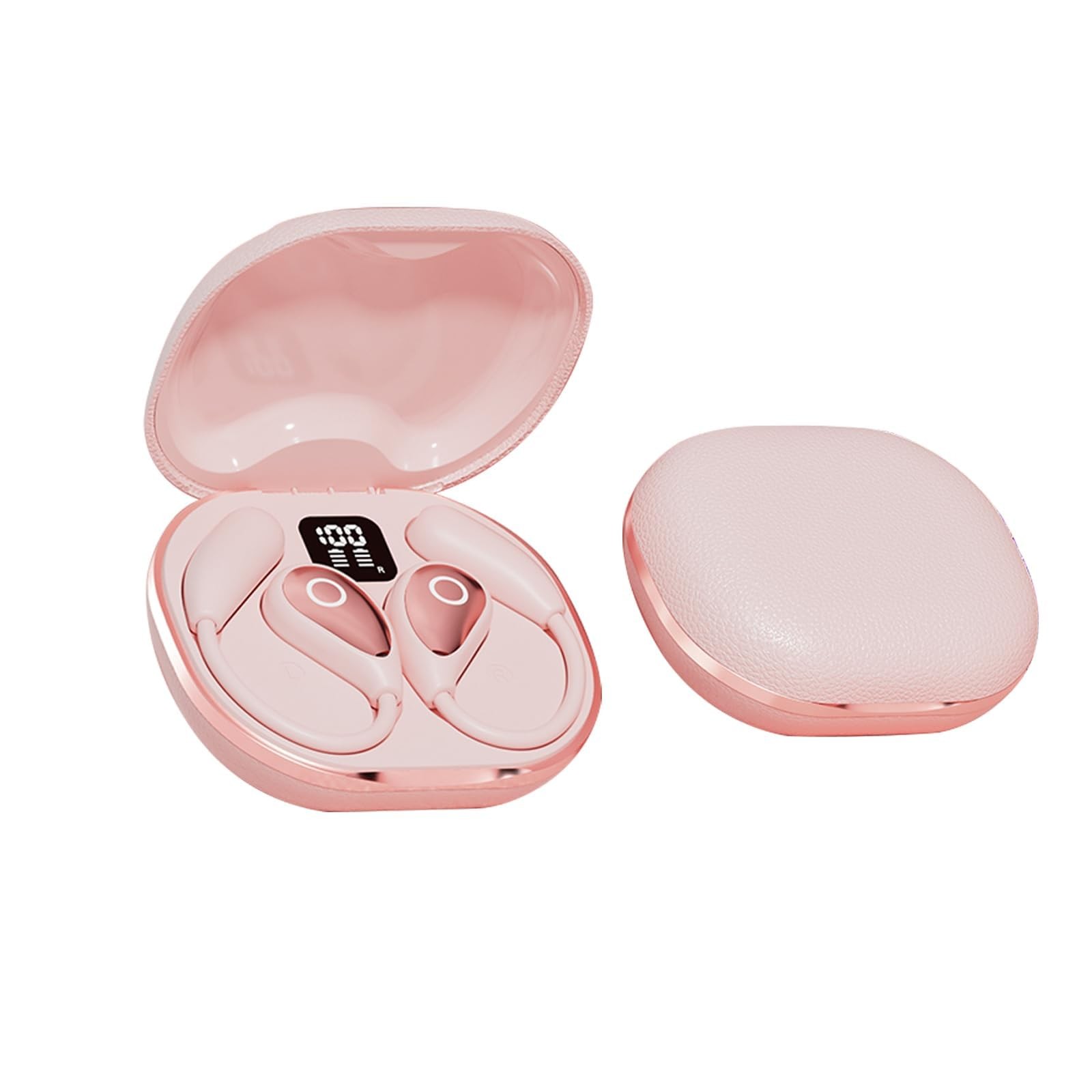 QJF Open Ear Earbuds Pink for Women, Bluetooth 5.4 Wireless Headphones