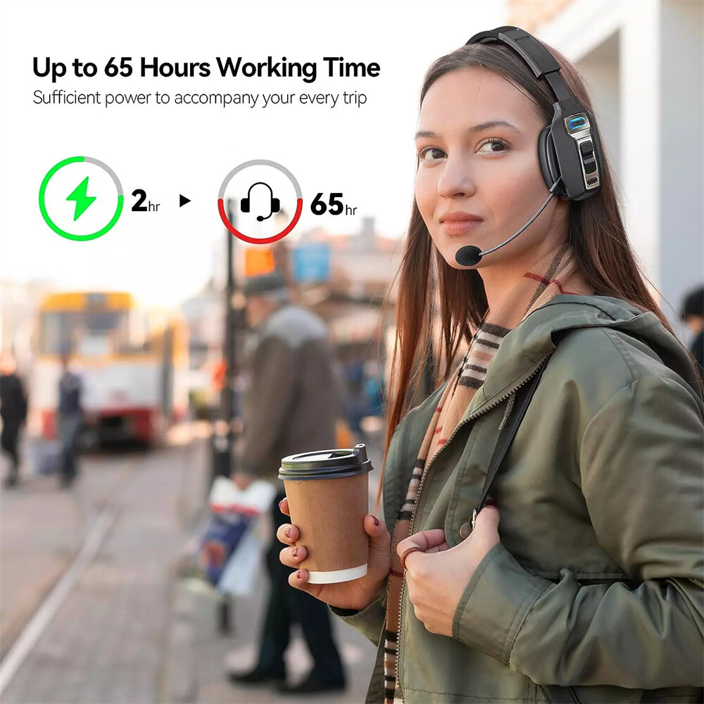 Trucker Bluetooth5.2 Wireless headphones With Noise Cancelling Mic For Phones PC