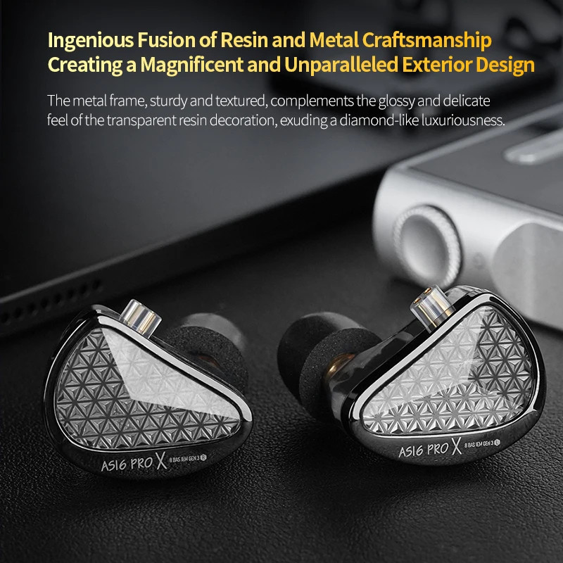 KZ AS16 PRO X In-Ear Monitors 8 Balanced Armature Drivers HiFi Earphones