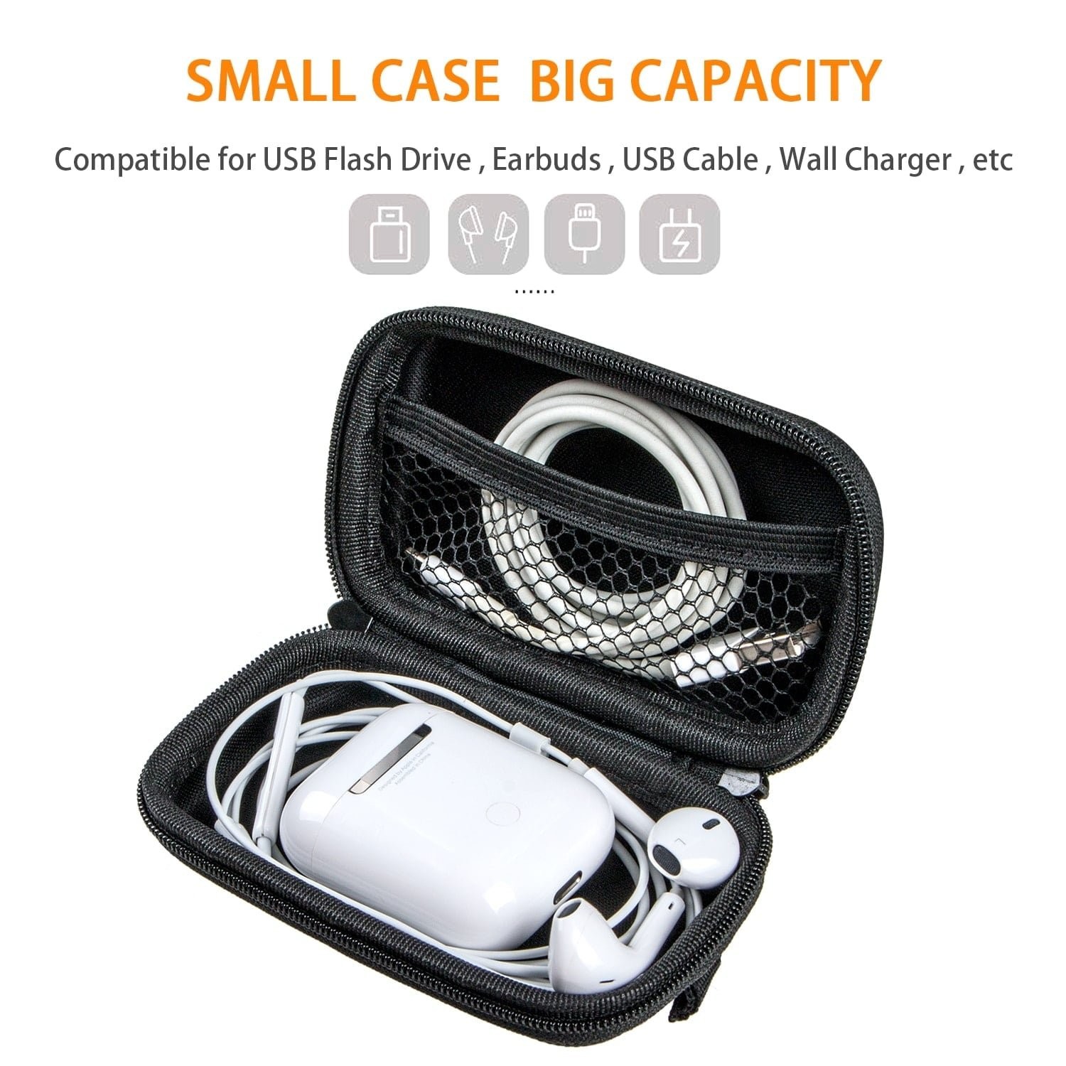 Small Hard EVA Case – Portable Protection Earbud Case Zipper Pouch for Headset,