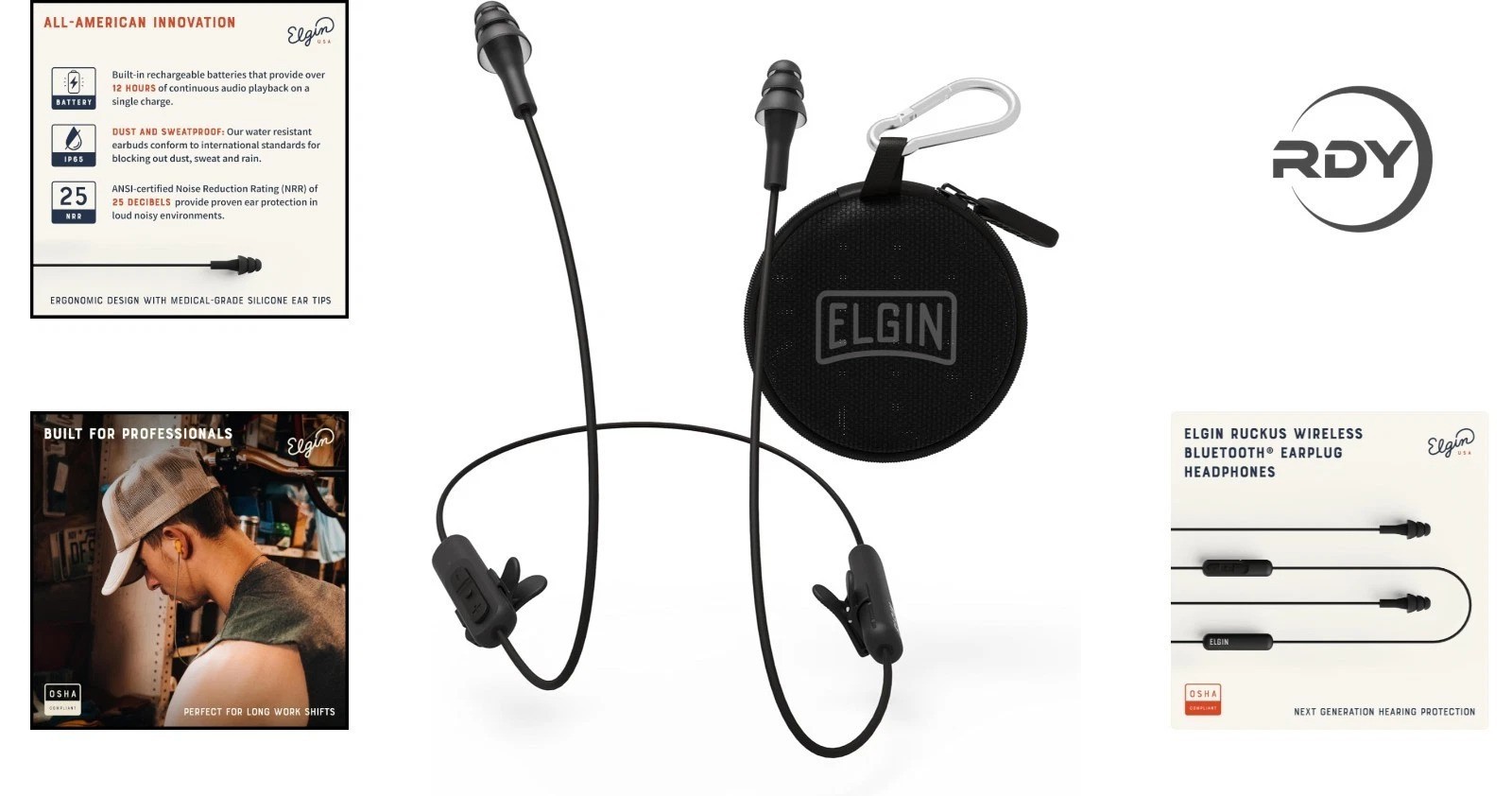 Ruckus Wireless Bluetooth Earplug Headphones – 25 dB OSHA Compliant Safety