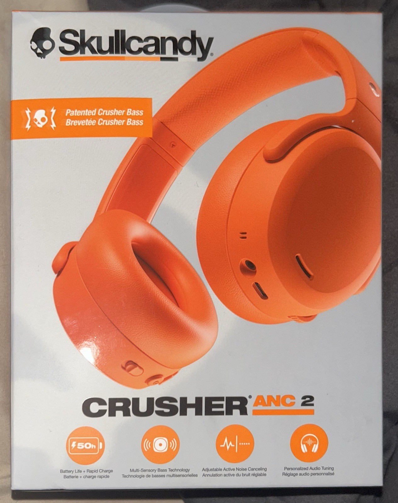 New Skullcandy Crusher ANC 2 Hazard Orange Bluetooth Headphones (see Photos)