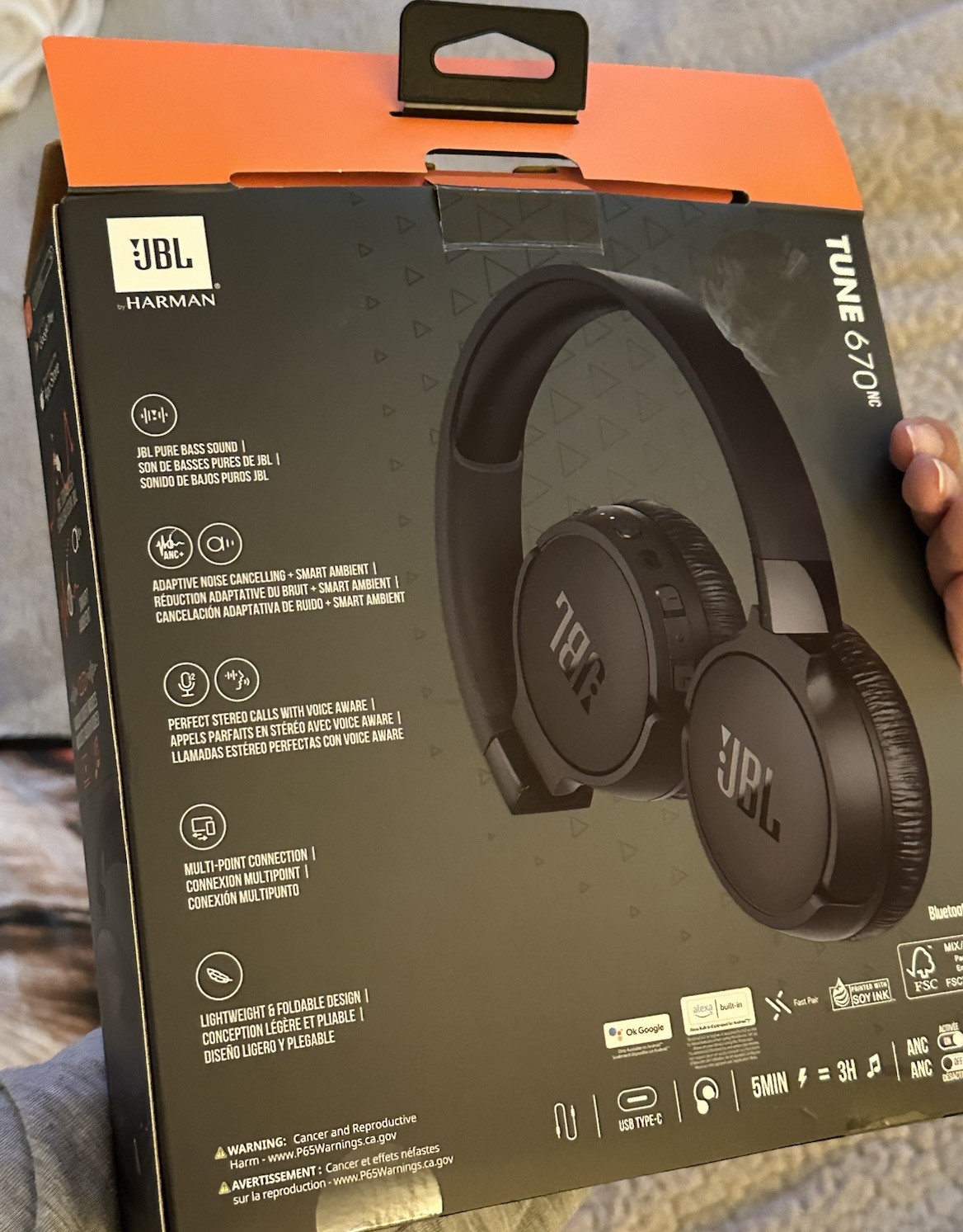 New, Never used – JBL Tune 670NC Bluetooth Headphones Black Noise Cancellation