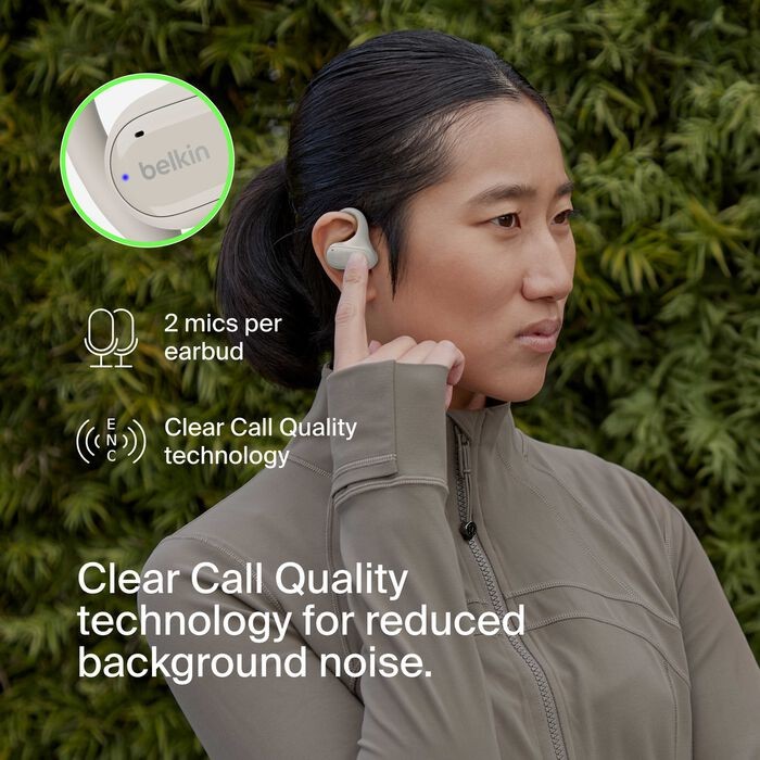 Belkin Open-Ear Earbuds | iPhone Compatible | Secure Ear Hooks for Gym & Running
