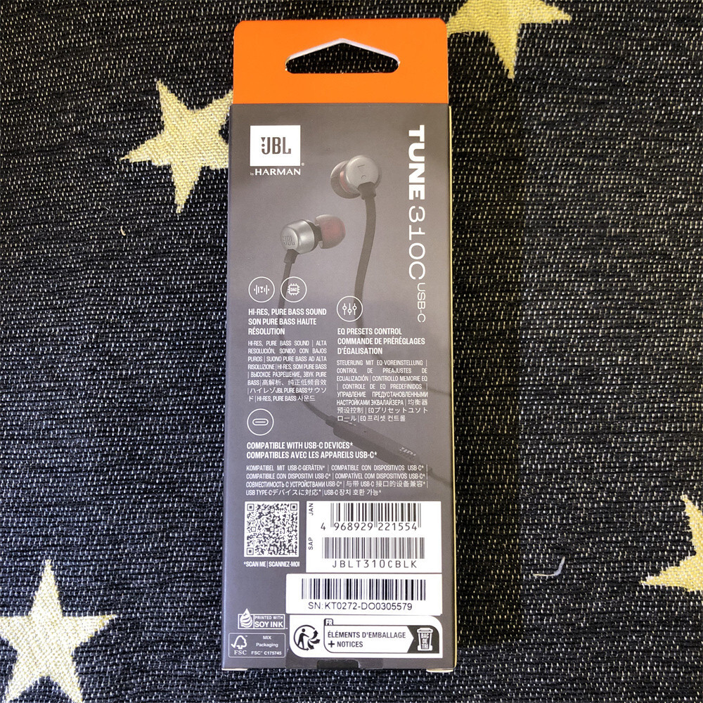Genuine JBL Tune 310C USB-C In-Ear Wired Headphones T310C Type-C w/Remote & MIC