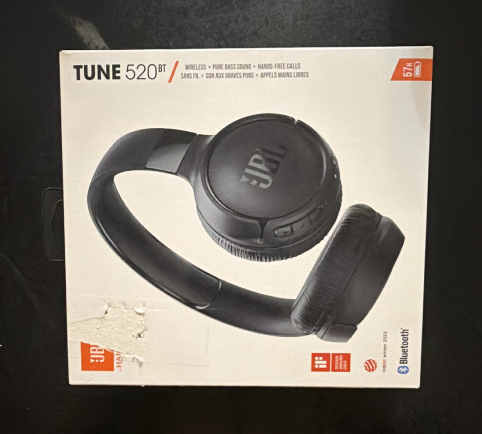 JBL Tune 520BT Bluetooth Wireless Headphones Black, Built-In Mic, Lightweight