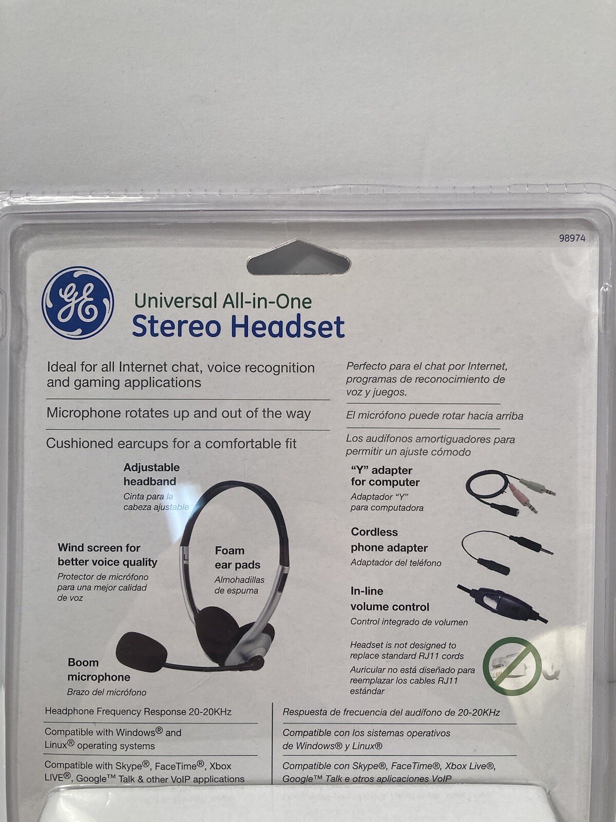 ge universal all-in-one stereo headset new/sealed
