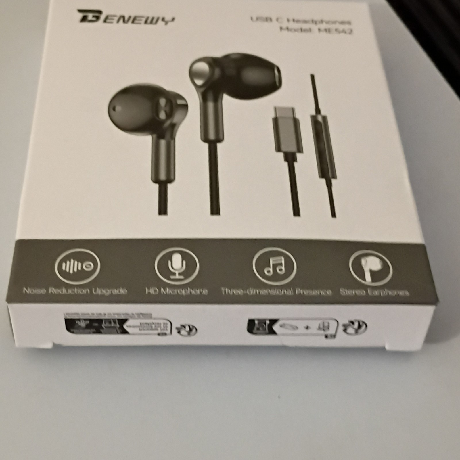 BENEWY ME542 USB-C Wired In-Ear Earbuds Stereo Mic Noise Reduction Black