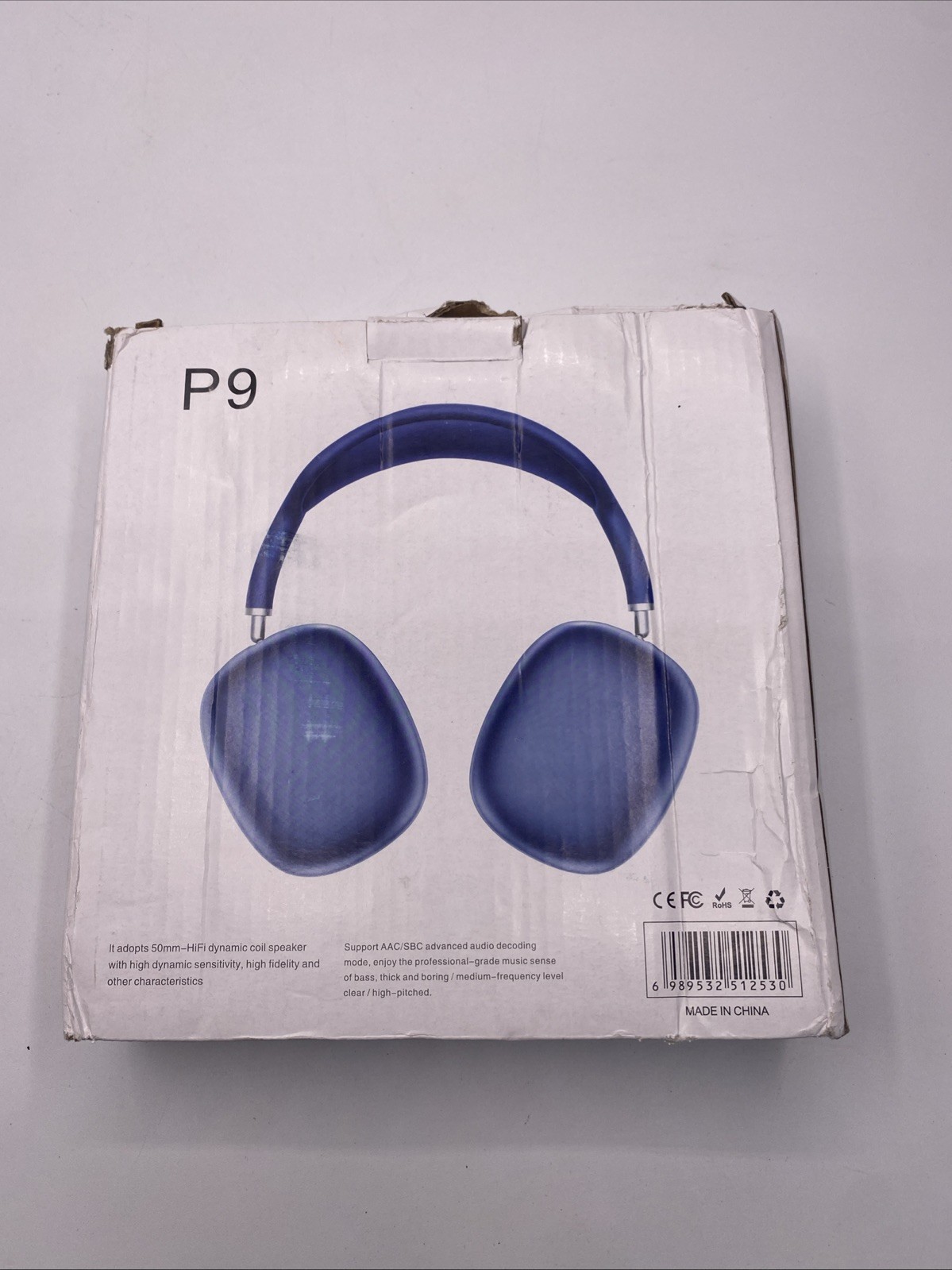 New P9 WIRELESS Hi FI Stereo Headphones Navy Blue Gamer Headset NIB ATL125