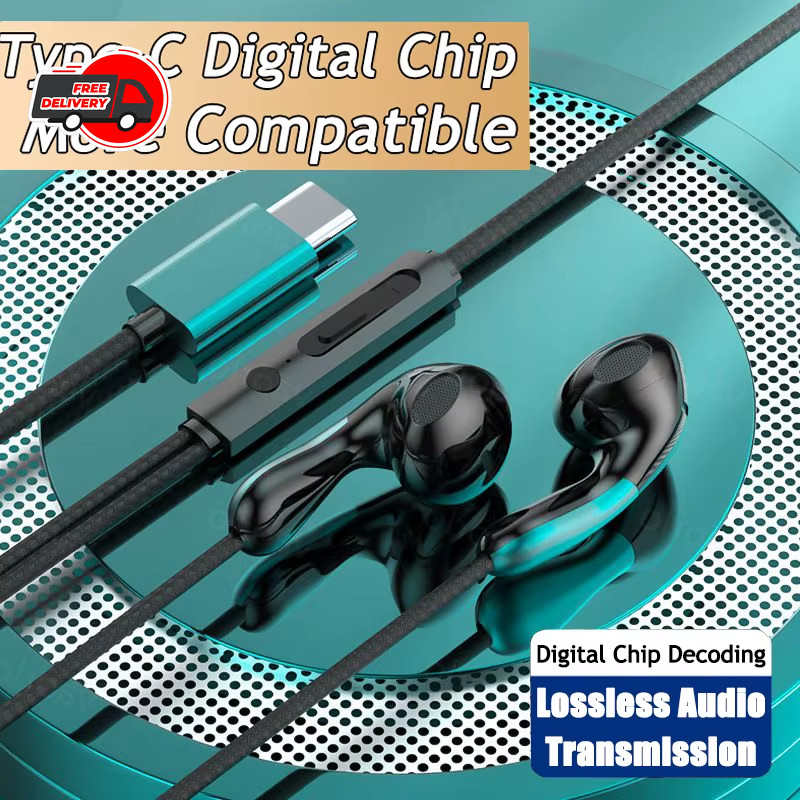 9D HiFi Heavy Bass Wired Earphones 3.5mm Type-C Stereo Headset For Samsung PC