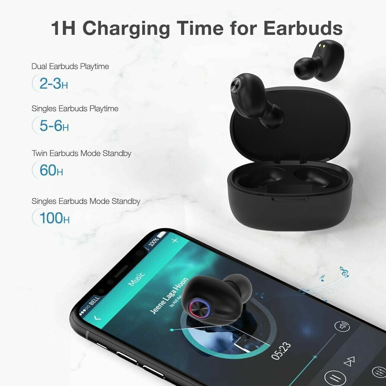 TWS Bluetooth 5.1 Wireless Earbuds Noise Cancelling Waterproof Headset w/ Mic