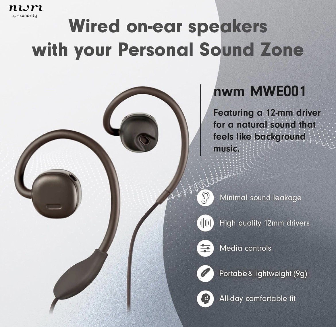 NTT sonority Wired On-ear Speakers Earbuds with PSZ Technology MWE001 Dark brown