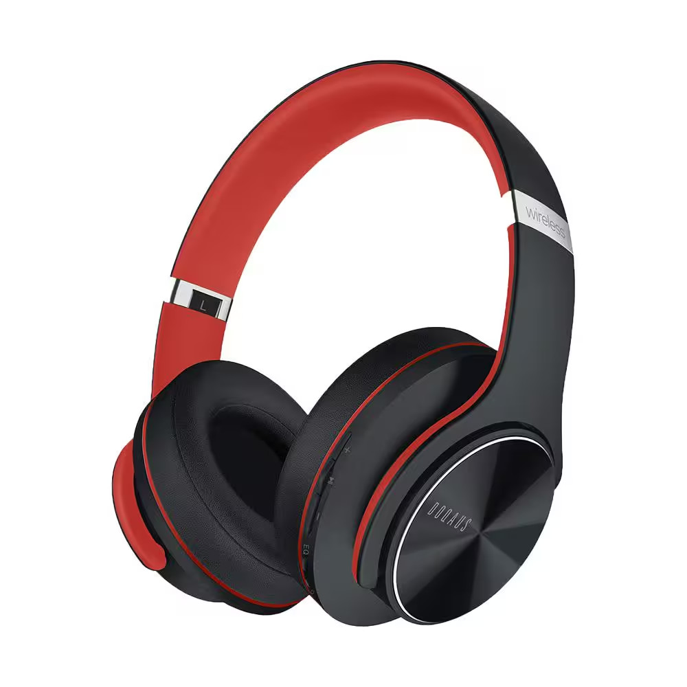 Optimized Black and Red Wireless Bluetooth Noise Canelling over the Ear Headphon