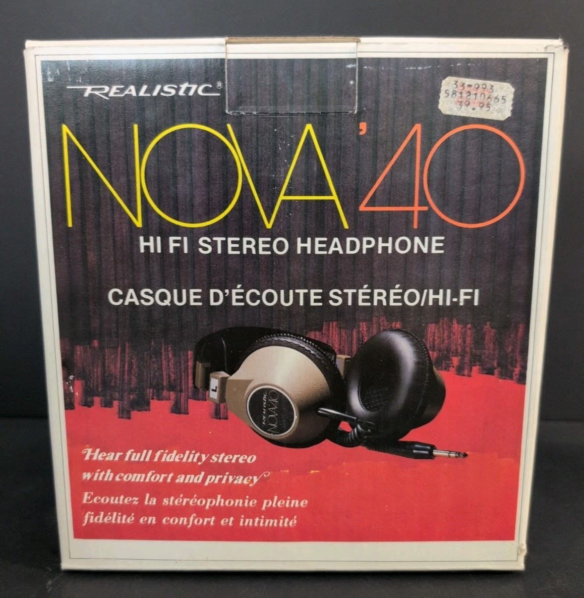 Vintage Realistic NOVA 40 HI FI Stereo Headphones Cat. No. 33-993 Free Ship!!