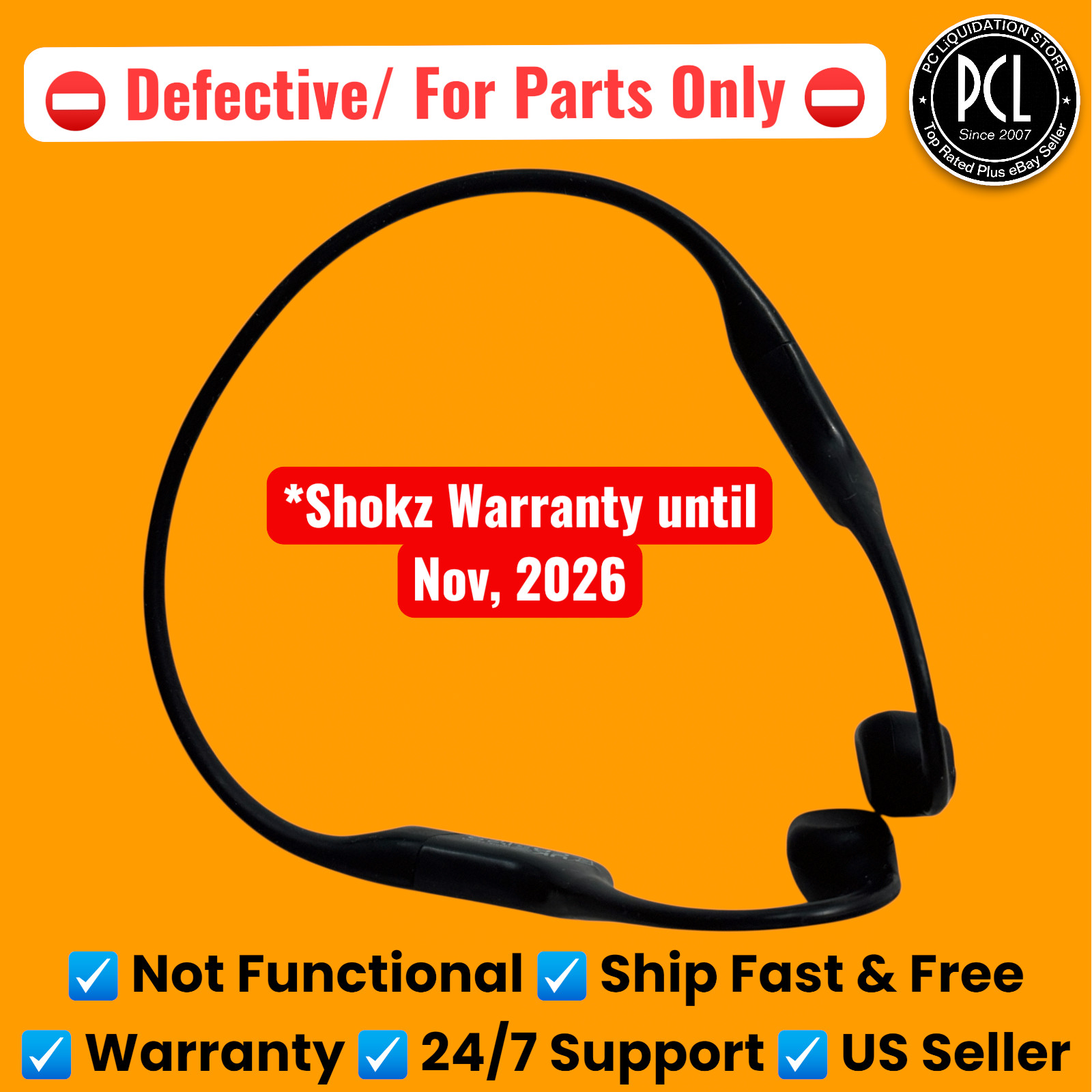➽Warranty still active ⚠️Shokz OpenRun Headphones S803 Black 🚫For Parts Only⚠️