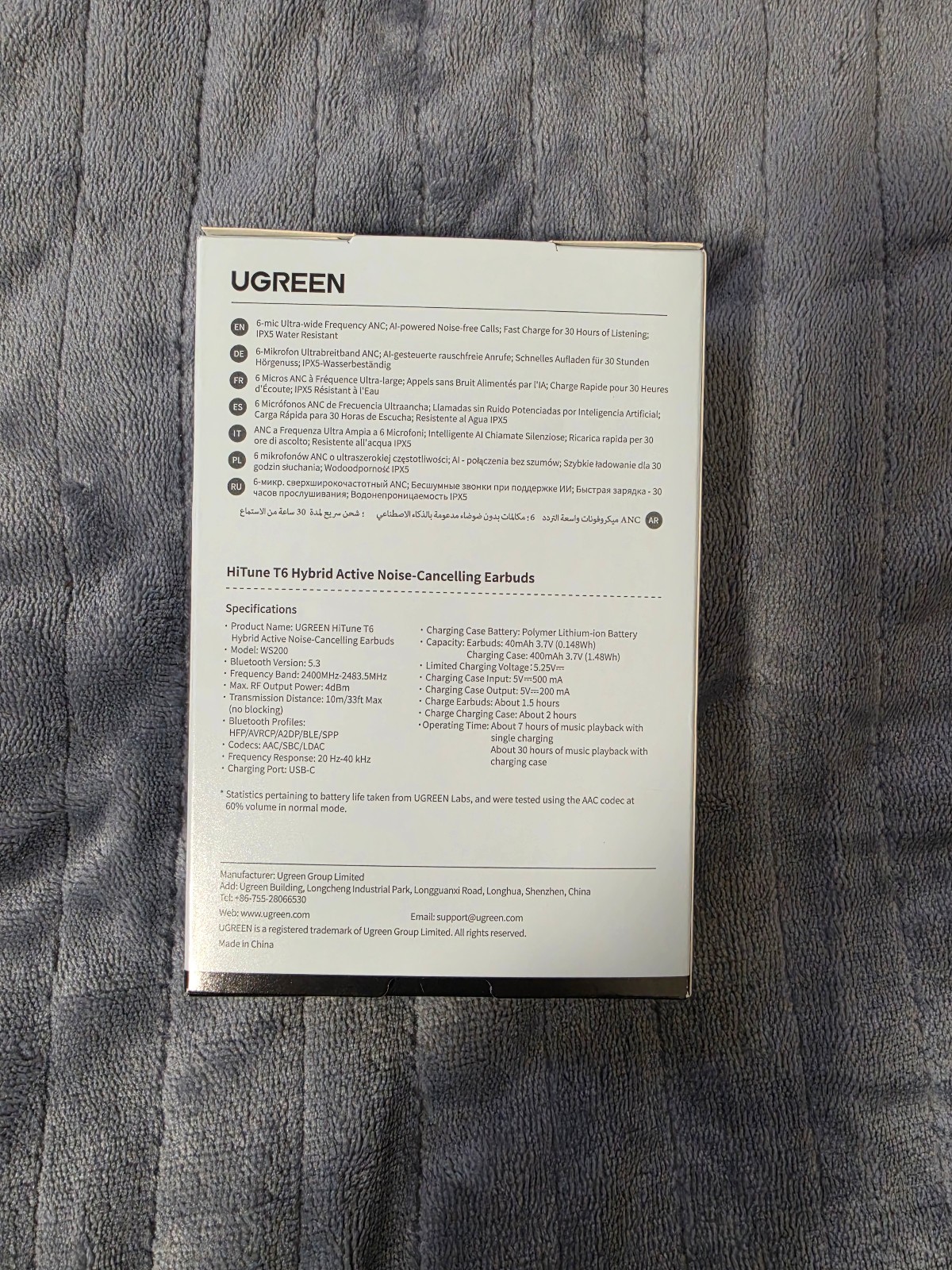 Ugreen HiTune T6 Noise Cancelling Hi-Res Bluetooth Wireless Earbuds Earphones