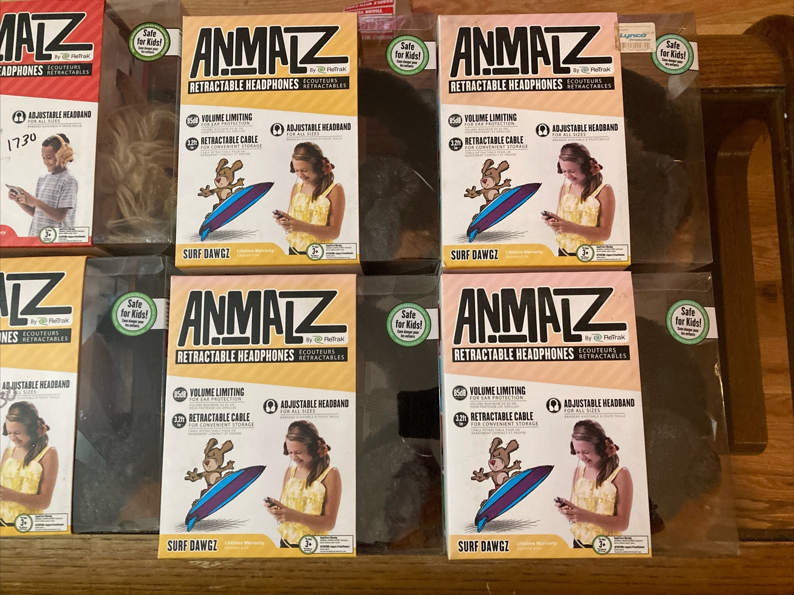 Children’s Headphones Retractable Volume-Limiting ANMALZ * LOT OF 12 BRAND NEW*