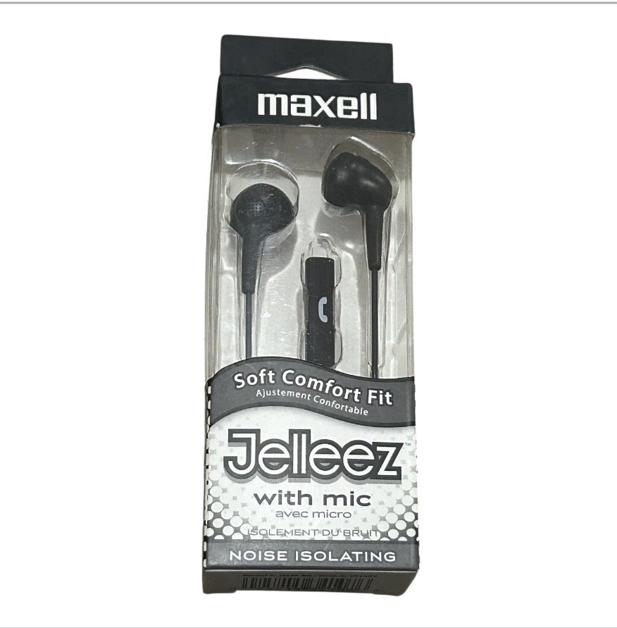 Maxell Soft Comfort Fit 191569 Jelleez JELM-Black Corded Earbuds w/ Microphone