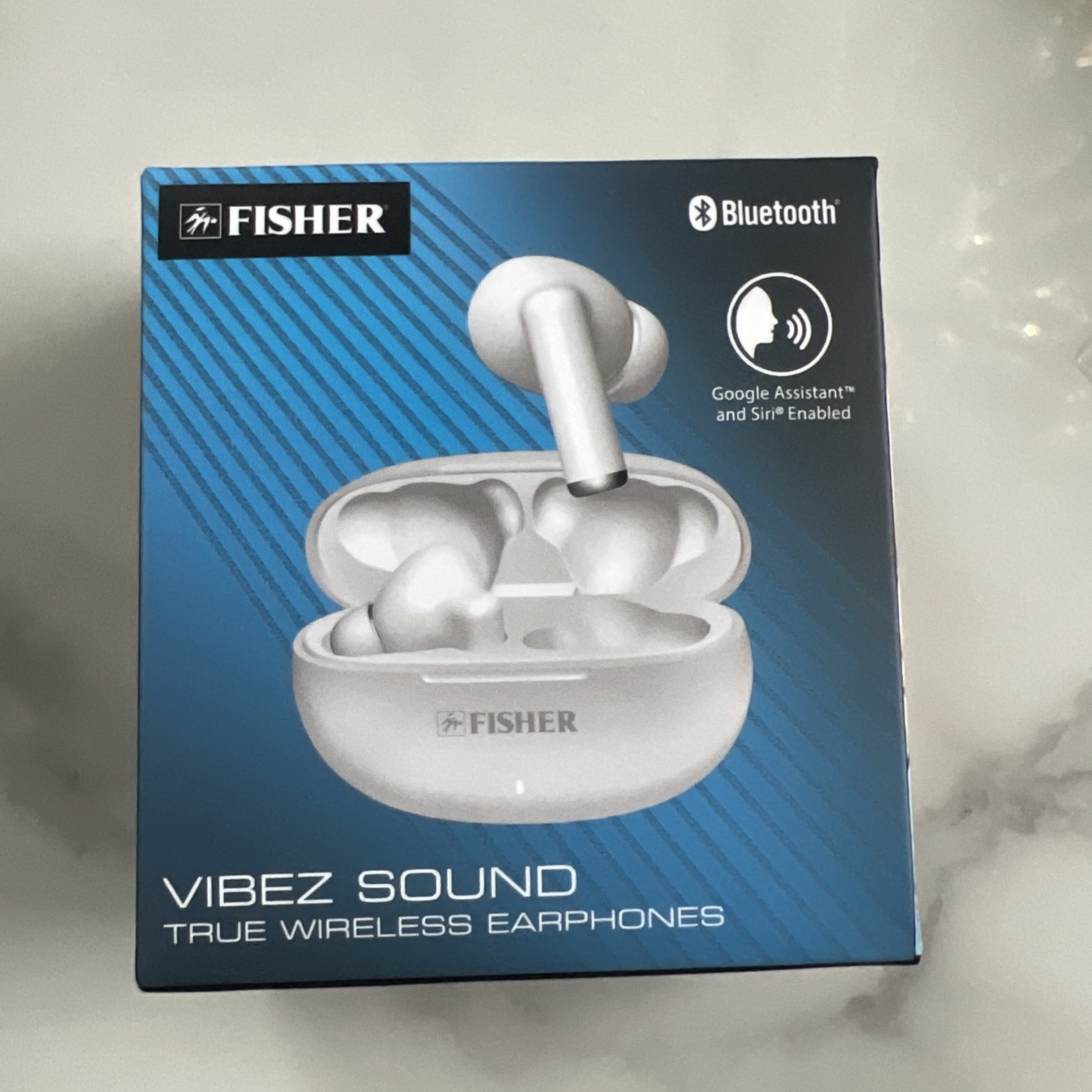 Fisher Vibez Sound True Wireless Earphones Bluetooth 10mm White Google Siri