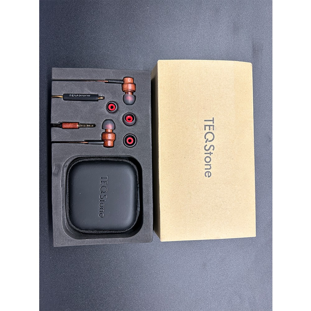 TEQStone General Wire Earbuds Wood Grain iOS, Android, Headphones