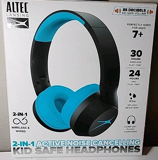 Altec 2-In-1 Active Noise Canceling, Kid Headphones (Blue)